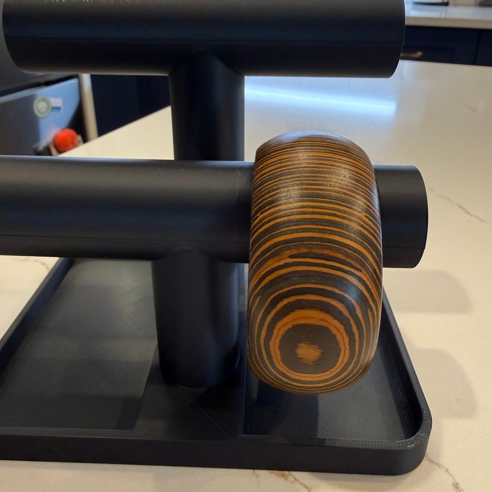 Chunky Modernist Laminated Wood Bangle Bracelet Brown Black Striped Statement